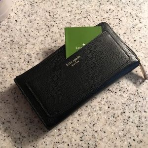 🆕Kate ♠️ Spade Black L Eva L-zip Continental🆕